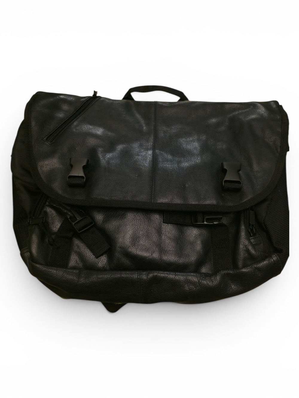 M.Julian Wilsons Leather Black Leather Messenger Backpack - Unbranded